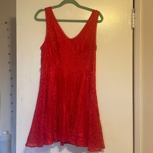 Red Lace fit and flair dress